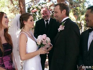 Incomparable bride has a wedding day gangbang in stockings