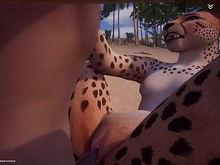 ホット角質チーターファック3男子毛皮のアニメーション（サウンド/兼付き）