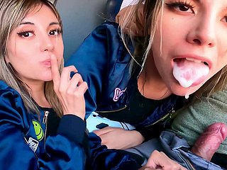 คู่ที่นั่งของฉันในรถบัสมีเขาและจบลงด้วยการกลืนกินและนม- สาธารณะ- พ่วง- เรียว